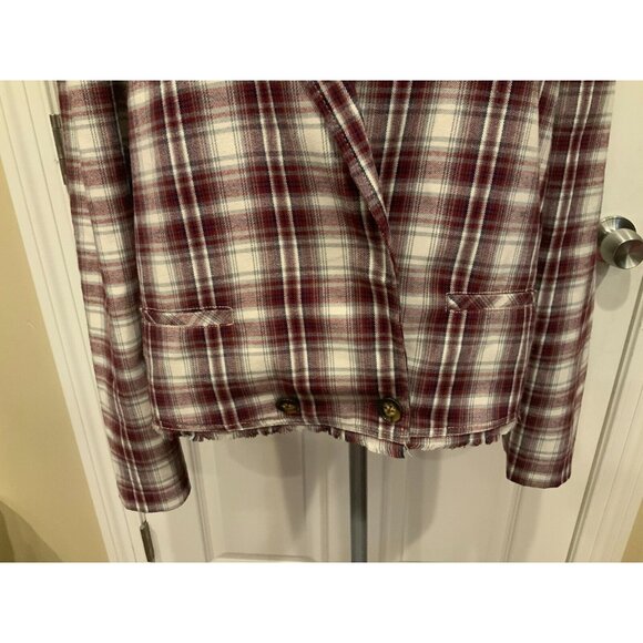 We The Free Red, White & Gray Plaid Alessandra Blazer W/ Notch Collar, Size XL - Picture 3 of 9